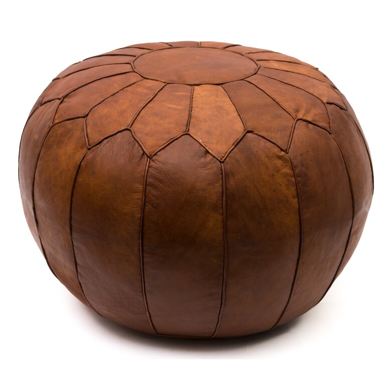 Leather ottoman on sale pouf large